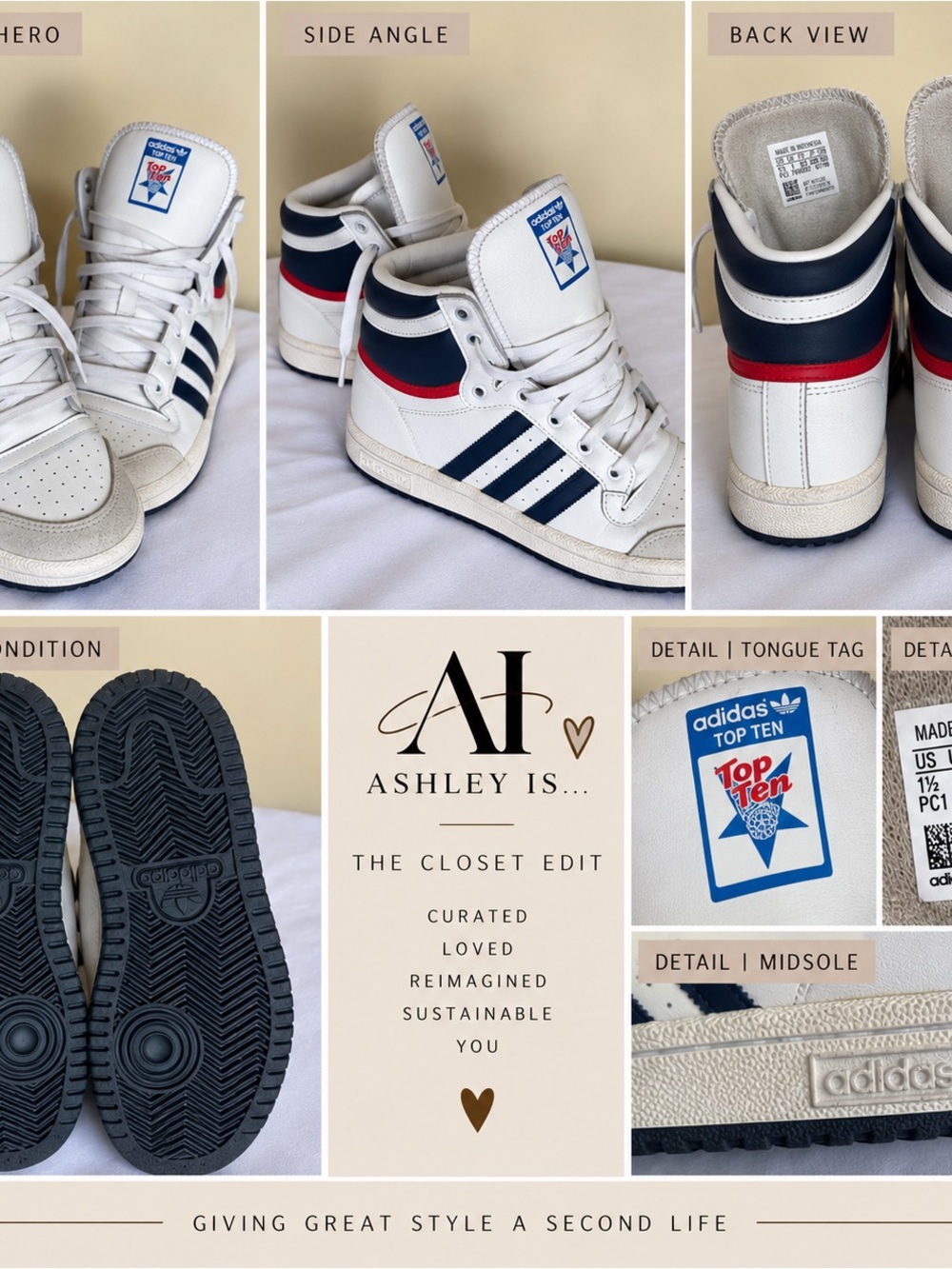 adidas Kids White Navy Red High-Top Sneakers - Top Ten